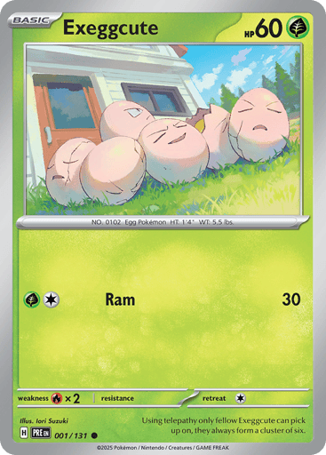 Exeggcute – Common Poké Ball Reverse Holo – 001/131 – Prismatic Evolutions
