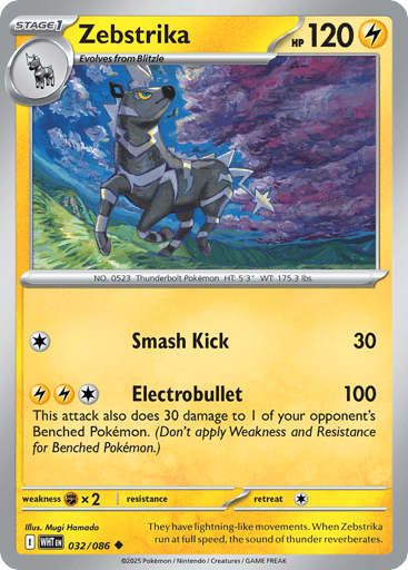 Zebstrika – Uncommon Reverse Holo – 032/086 – White Flare
