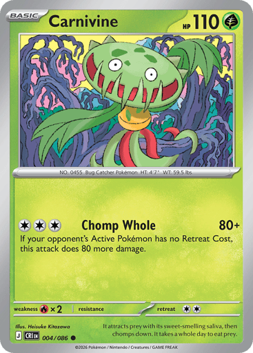 Carnivine – Common Reverse Holo – 004/086 – Chaos Rising