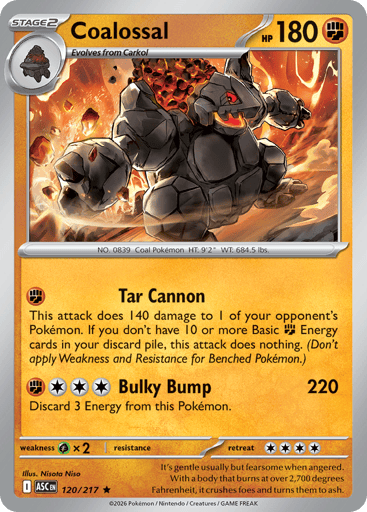 Coalossal – Rare Reverse Holo – 120/217 – Ascended Heroes