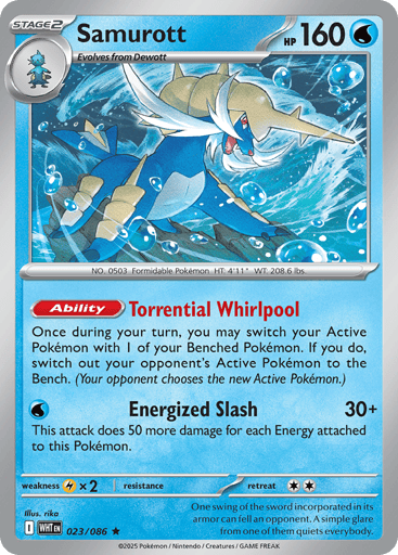 Samurott – Rare Poké Ball Reverse Holo – 023/086 – White Flare