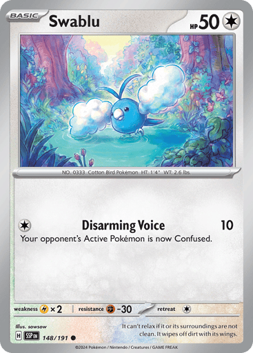 Swablu – Common Reverse Holo – 148/191 – Surging Sparks