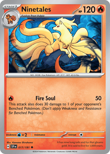 Ninetales – Uncommon Reverse Holo – 017/191 – Surging Sparks