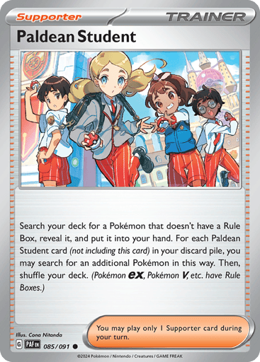 Paldean Student – Common Reverse Holo – 085/091 – Paldean Fates