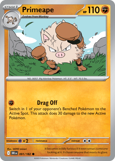 Primeape – Common Reverse Holo – 091/182 – Destined Rivals