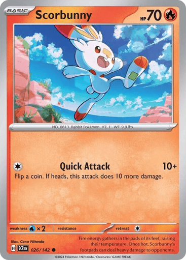 Scorbunny – Common Reverse Holo – 026/142 – Stellar Crown