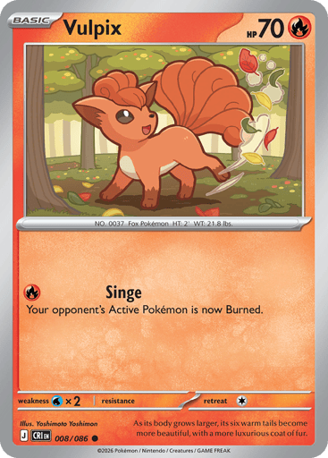 Vulpix – Common Reverse Holo – 008/086 – Chaos Rising