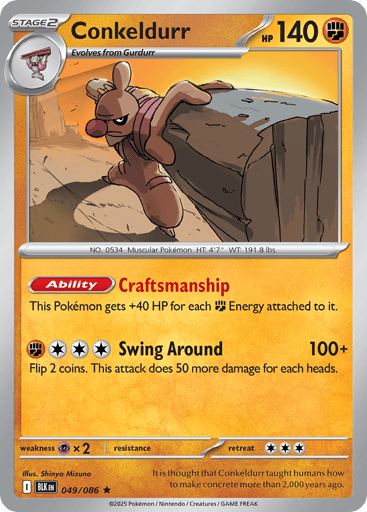 Conkeldurr – Rare Poké Ball Reverse Holo – 049/086 – Black Bolt
