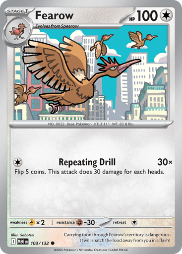 Fearow – Common Reverse Holo – 103/132 – Mega Evolution