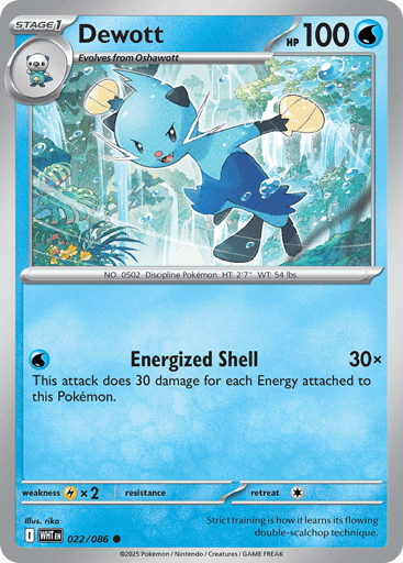 Dewott – Common Reverse Holo – 022/086 – White Flare