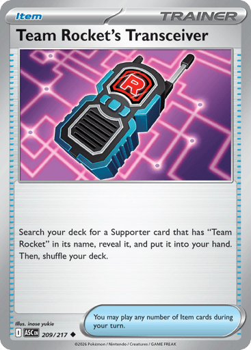Team Rocket’s Transceiver – Uncommon Reverse Holo – 209/217 – Ascended Heroes
