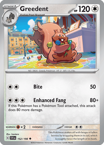Greedent – Uncommon Reverse Holo – 152/198 – Scarlet & Violet