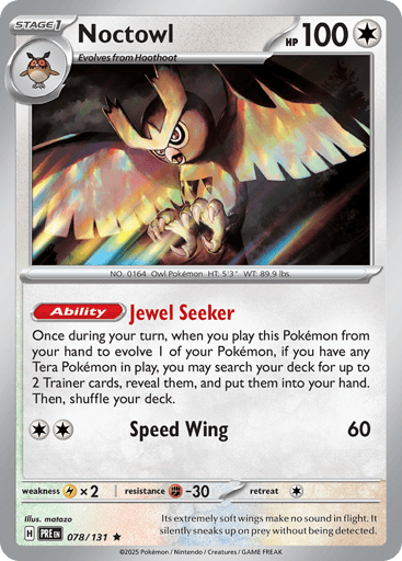 Noctowl – Rare Holo – 078/131 – Prismatic Evolutions