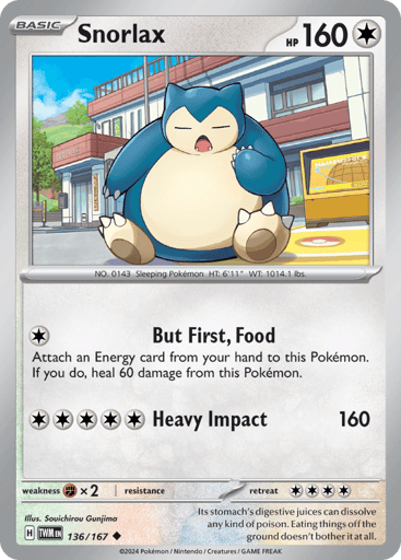 Snorlax – Uncommon Reverse Holo – 136/167 – Twilight Masquerade