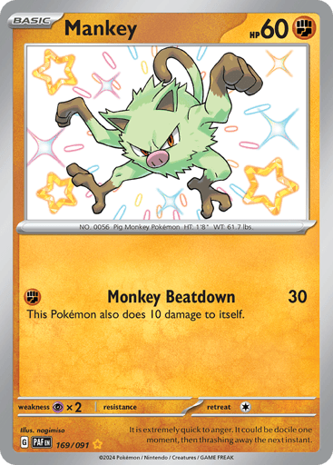 Mankey – Shiny Rare – 169/091 – Paldean Fates
