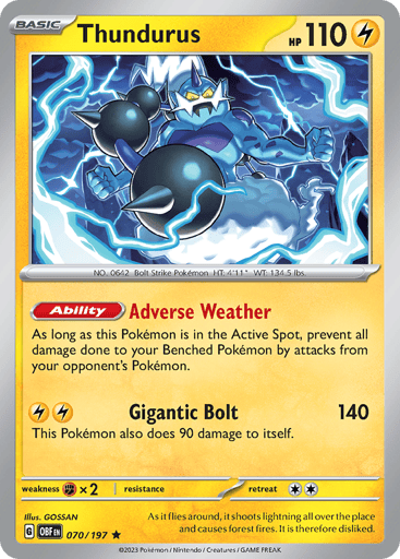 Thundurus – Rare Holo – 070/197 – Obsidian Flames