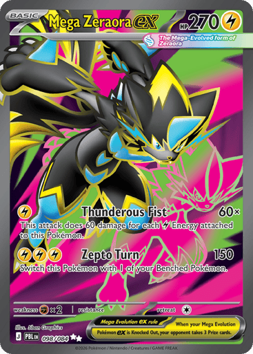 Mega Zeraora ex – Ultra Rare – 098/084 – Pitch Black