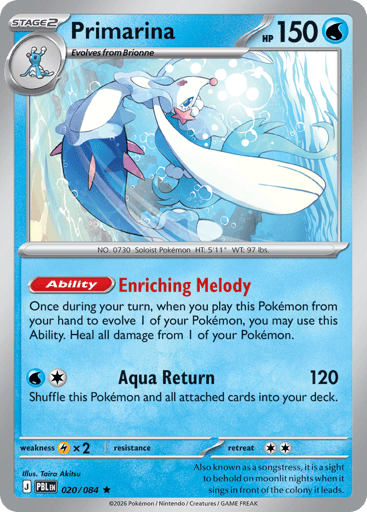 Primarina – Rare Holo – 020/084 – Pitch Black