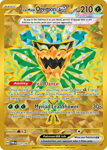 Teal Mask Ogerpon ex – Hyper Rare – 221/167 – Twilight Masquerade