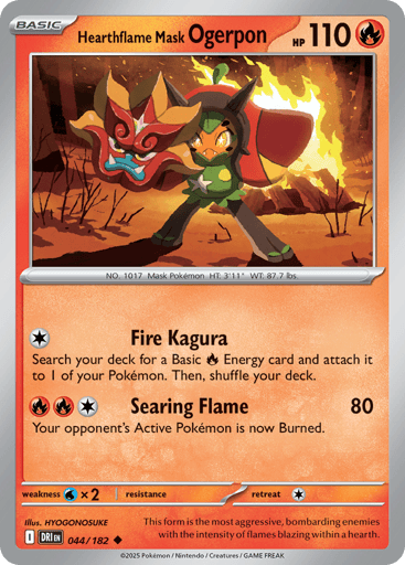Hearthflame Mask Ogerpon – Uncommon – 044/182 – Destined Rivals