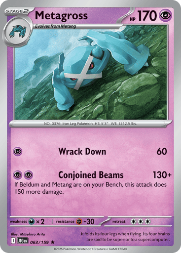 Metagross – Rare Reverse Holo – 063/159 – Journey Together