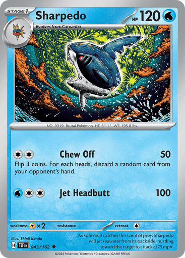 Sharpedo – Uncommon Reverse Holo – 043/162 – Temporal Forces