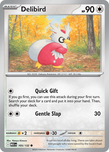 Delibird – Common Reverse Holo – 105/132 – Mega Evolution