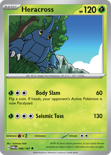 Heracross – Uncommon Reverse Holo – 008/167 – Twilight Masquerade