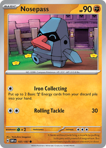 Nosepass – Common Reverse Holo – 107/197 – Obsidian Flames