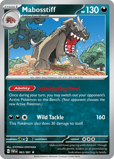 Mabosstiff – Rare Reverse Holo – 063/091 – Paldean Fates