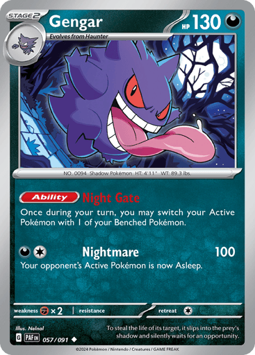 Gengar – Uncommon Reverse Holo – 057/091 – Paldean Fates