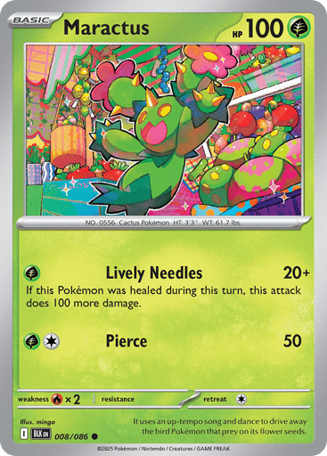 Maractus – Common Poké Ball Reverse Holo – 008/086 – Black Bolt