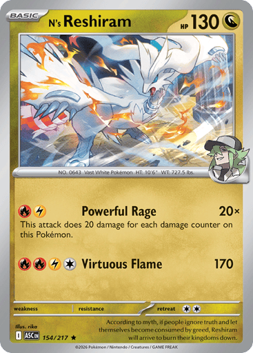 N’s Reshiram – Rare Holo – 154/217 – Ascended Heroes