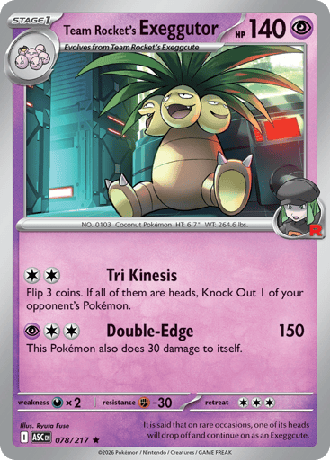 Team Rocket’s Exeggutor – Rare Reverse Holo – 078/217 – Ascended Heroes