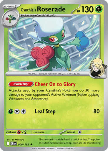 Cynthia’s Roserade – Rare Reverse Holo – 008/182 – Destined Rivals