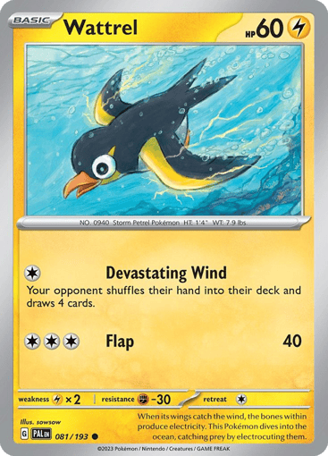 Wattrel – Common Reverse Holo – 081/193 – Paldea Evolved