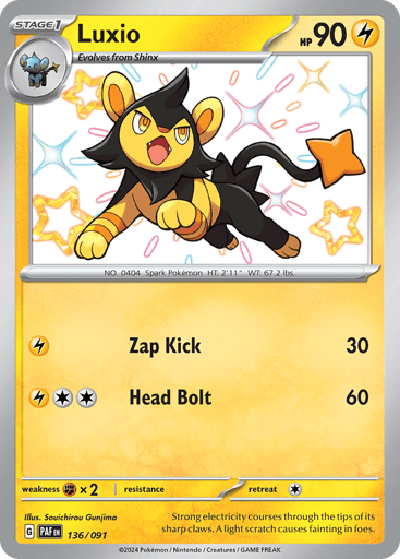 Luxio – Shiny Rare – 136/091 – Paldean Fates
