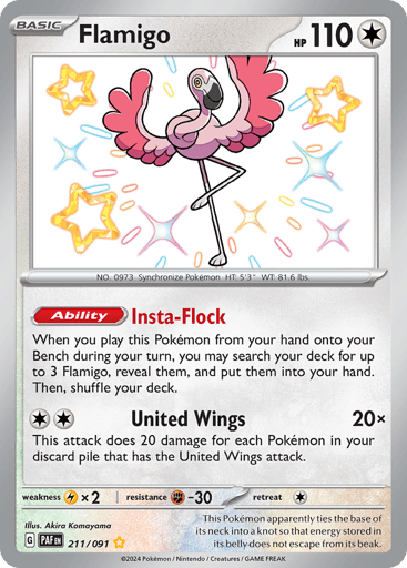 Flamigo – Shiny Rare – 211/091 – Paldean Fates