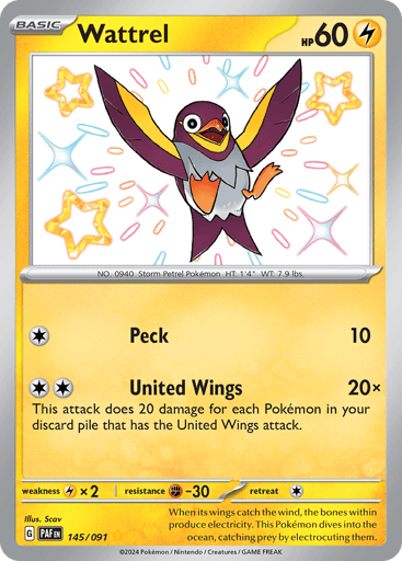 Wattrel – Shiny Rare – 145/091 – Paldean Fates
