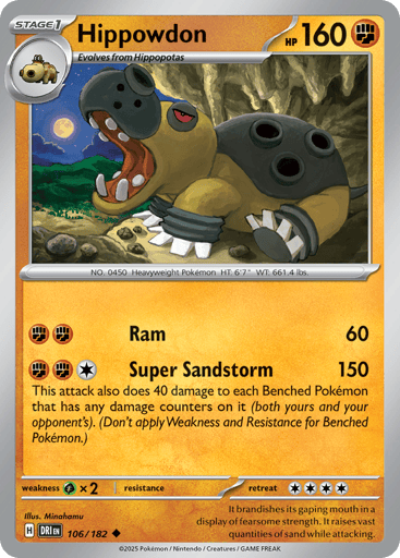 Hippowdon – Uncommon Reverse Holo – 106/182 – Destined Rivals