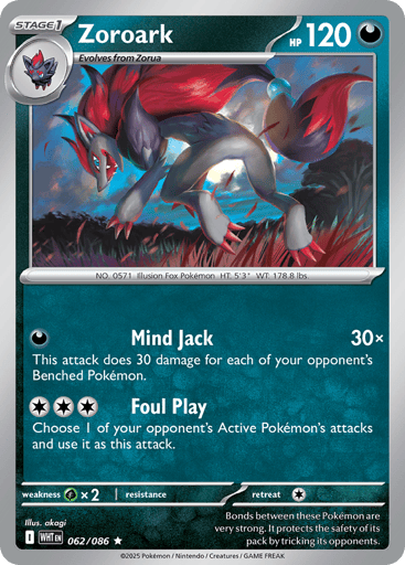 Zoroark – Rare Reverse Holo – 062/086 – White Flare