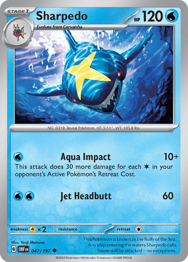 Sharpedo – Uncommon Reverse Holo – 047/197 – Obsidian Flames