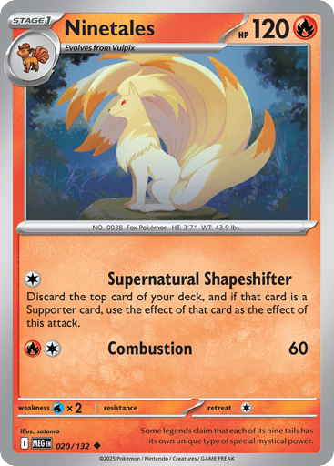 Ninetales – Uncommon Reverse Holo – 020/132 – Mega Evolution