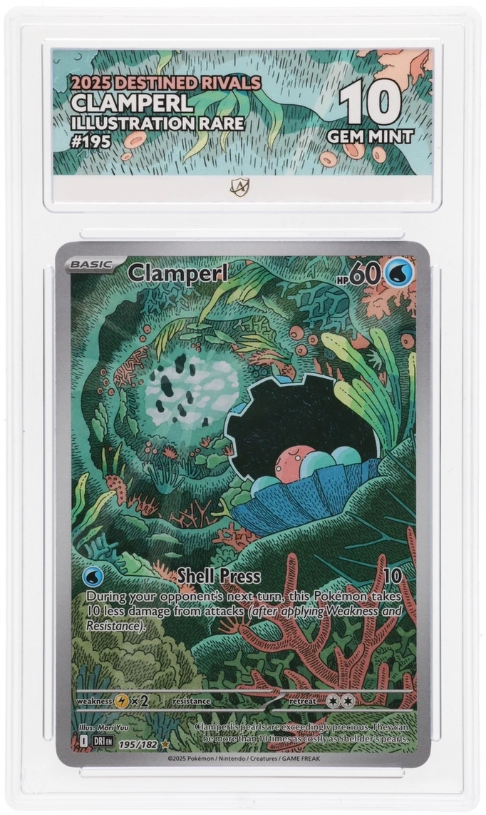 Pokémon Clamperl Illustration Rare 195/182 – Destined Rivals – ACE 10 Graded Card
