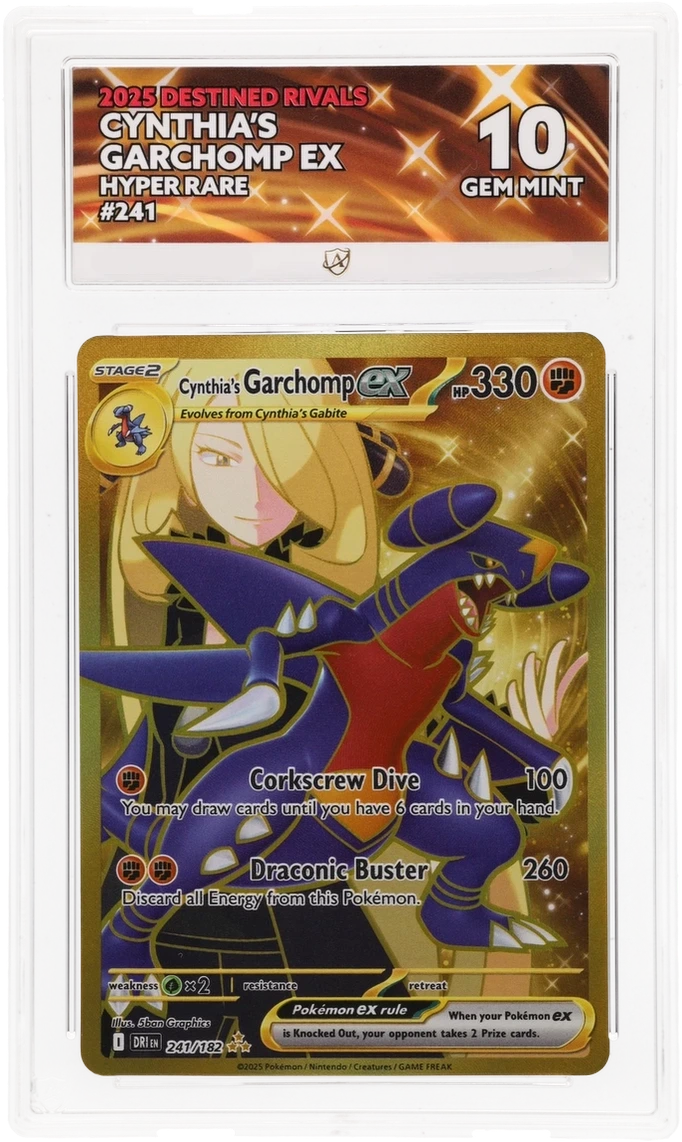 Pokémon Cynthia's Garchomp ex Hyper Rare 241/182 – Destined Rivals – ACE 10 Graded Card