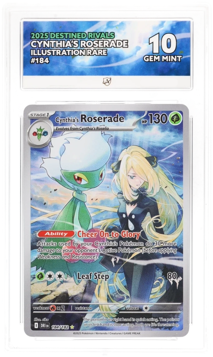 Pokémon Cynthia's Roserade Illustration Rare 184/182 – Destined Rivals – ACE 10 Graded Card