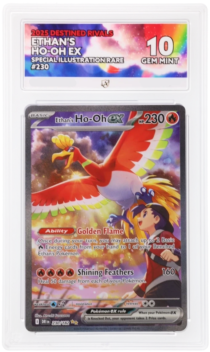 Pokémon Ethan's Ho-oh ex Special Illustration Rare 230/182 – Destined Rivals – ACE 10 Graded Card
