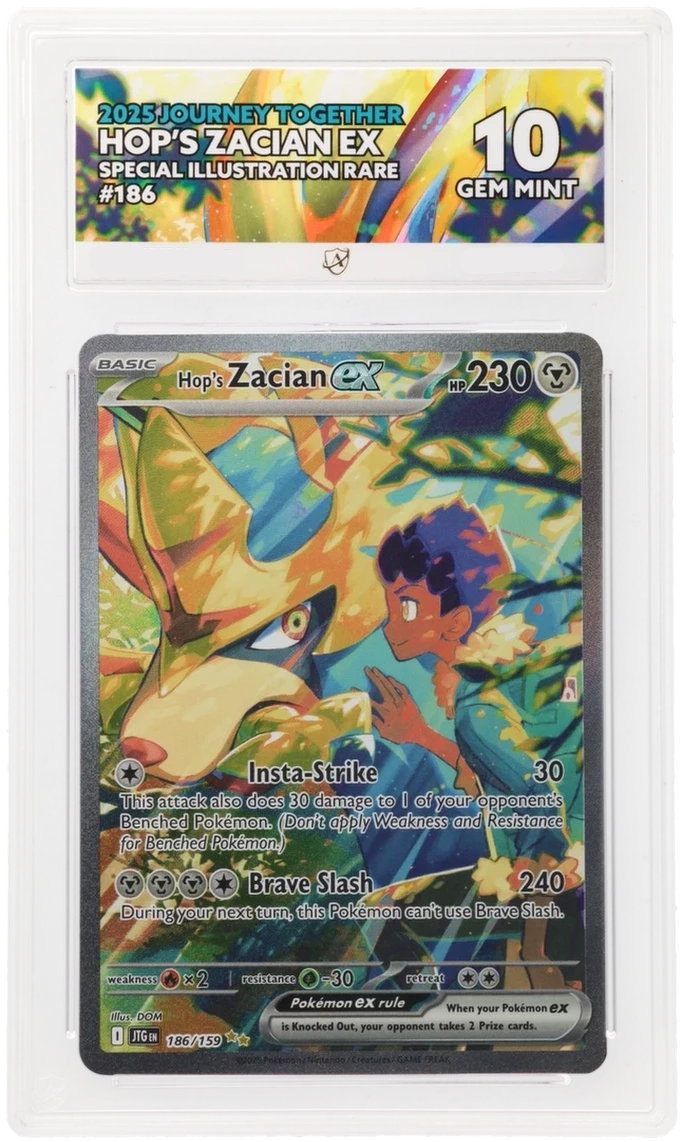 Pokémon Hop's Zacian ex Special Illustration Rare 186/159 – Journey Together – ACE 10 Graded Card
