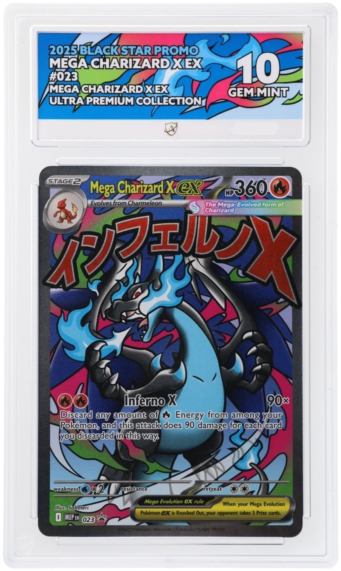 Pokémon Mega Charizard X ex Black Star Promo 023 – Mega Evolution – ACE 10 Graded Card