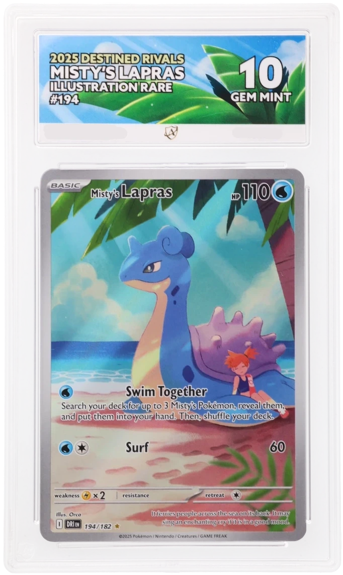 Pokémon Misty's Lapras Illustration Rare 194/182 – Destined Rivals – ACE 10 Graded Card